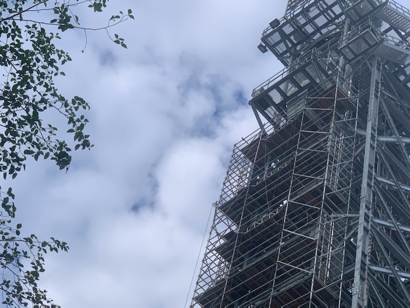 Industrial Tower access via scaffolding stair towers and access platforms